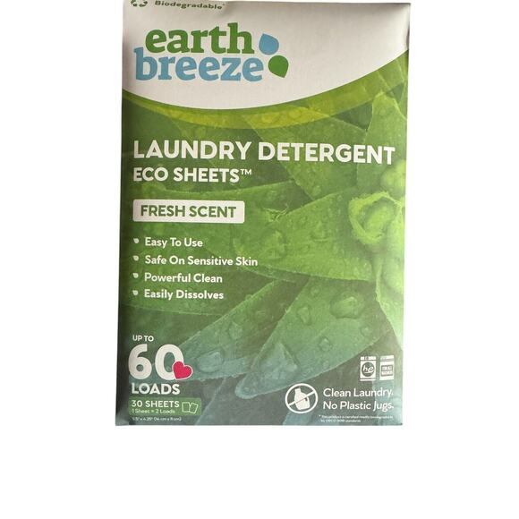Lot of 3 - Earth Breeze Laundry Detergent Sheets Fresh Scent - 60 loads each - Picture 2 of 6